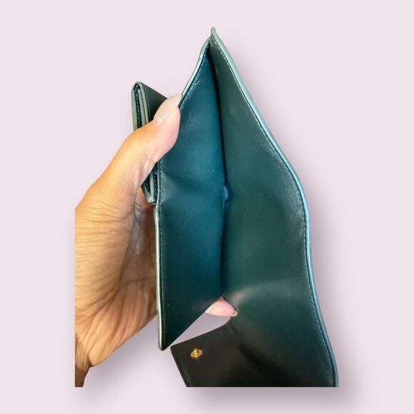 CELINE Grained Calfskin Small Tri-Fold Wallet | Green - Picture 7 of 8
